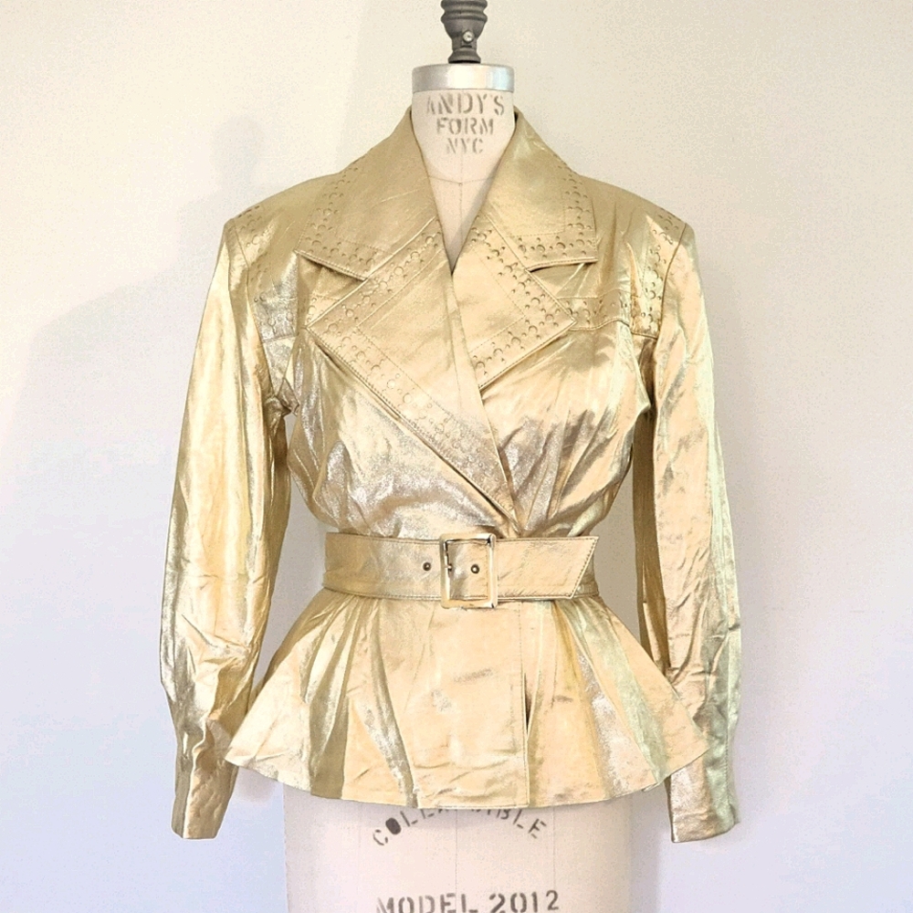SOLD Lillie Rubin gold leather jacket XS